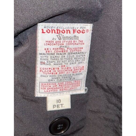 London Fog Trench Coat Black Removable Paisley Liner Double Breasted Sz 10‎ - Picture 8 of 15